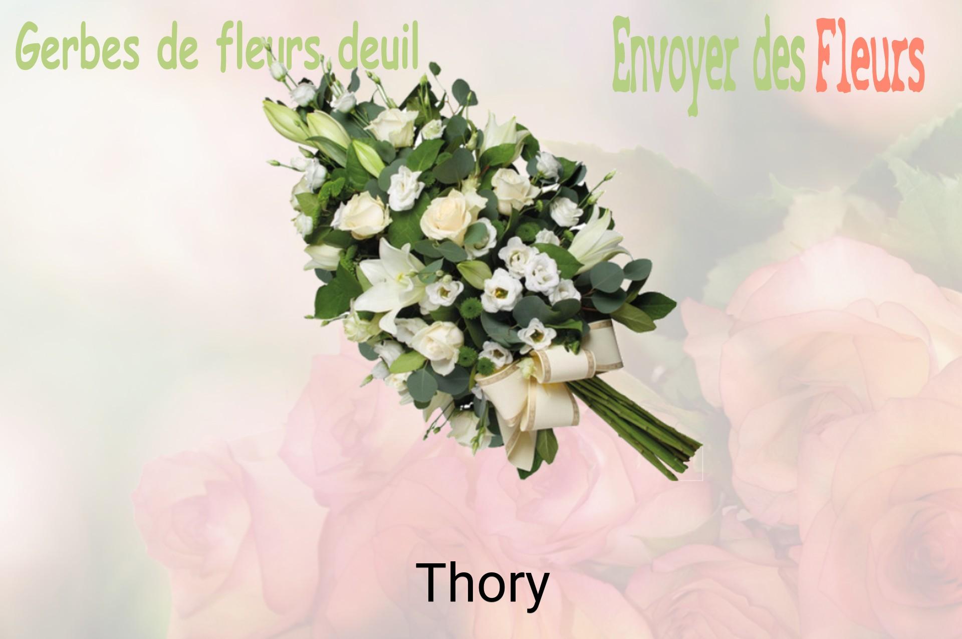 Gerbe de fleurs de deuil livrée à Thory